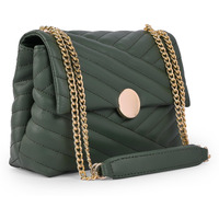 ADISA Women's Girls Quilted Cross Body Sling Bag with Gold Chain (SL5136) (D. Green)