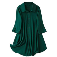 Leriya Fashion Western Dress || Rayon Solid Button Front Shirt Dress for Women || Roll Tab Sleeve & Collared Neck Flared Dress || Office || Summer Short Dresses for Women. (XX-Large, Green)