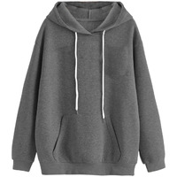 JUNEBERRY Women's Cotton Blend Hooded Neck Sweatshirt (W02_Anthra_L_Anthra_L)
