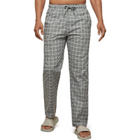 XYXX Men's Super Combed Cotton Checkered Checkmate Pyjamas [Pack of 1] Elasticated Waist, Drawstring | Loungewear for Men in Grey Checks