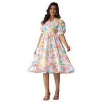 Leriya Fashion Midi Dress for Women | One Piece Dress for Women | Beach Dress for Women (Medium, Multicolor)