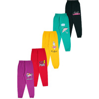 KYDA KIDS Girl's Cotton Printed Regular Fit Track Pants (Pack of 2) Multicolour