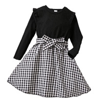 TAGAS Baby-Girl's Rib Fit and Flare Knee-Length Dress (KD-321_Black 7 Years-8 Years)