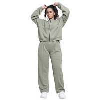 GRECIILOOKS Cotton Regular Woolen Co Ord Hoodie Set for Women Winter Wear | Full Sleeve (GL-W2070&TR1038_Green