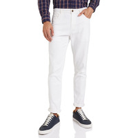 Amazon Brand - Symbol Men's Stretchable Casual Pants | Scoop Pocket Chinos | Trousers (Slim Fit) (White_32)
