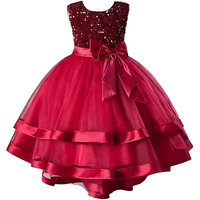 Niren Enterprise Baby Girl Dresses, Sleevelss Velvet Frock with Sequinns Embroidery for Birthday and Special Occassions, Fancy Dress for Kids (RED Kingfisher, 2-3 Years)
