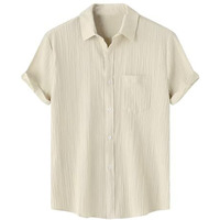 TAGDO Men's Solid Shirt with Chest Pocket Short Sleeve Shirt for Summer Outdoor Activities (Sugar-Shirt-5182-Off White-M)