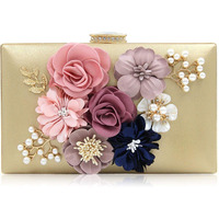 INOVERA (LABEL) Ladies Floral Evening Clutch Women Party Wedding Purse Bag (Gold)