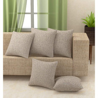 Yellow Weaves Jute Texture Cushion Covers, 16 X 16 Inches, Beige, Set of 5, 250 tc