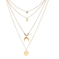 Shining Diva Fashion Latest Multilayer Non Precious Base Metal Cubic Zirconia Golden Western Neckpiece Neck Chain Necklace for Women (12152np)