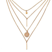 Shining Diva Fashion Latest Multilayer Non Precious Base Metal Cubic Zirconia Golden Western Neckpiece Neck Chain Necklace for Women (12157np)