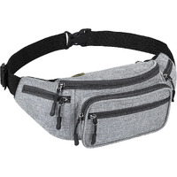 FATMUG Waist Pouch, Money Belt Pouch for Travel, Running, Jogging, Cycling, Hiking, Outdoor- Light Grey