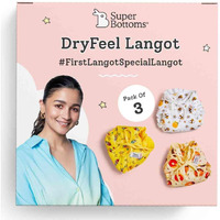 SuperBottoms DryFeel Baby Langot 0-6 months l Organic Cotton Modern Baby Nappy l Mess-free Langot with Gentle Elastics l Super DryFeel Top Layer l Diaper-free Time Essential