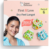 SuperBottoms DryFeel Baby Langot 0-6 months l Organic Cotton Modern Baby Nappy l Mess-free Langot with Gentle Elastics l Super DryFeel Top Layer l Diaper-free Time Essential | 6 Pack