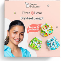 SuperBottoms DryFeel Baby Langot 0-6 months l Organic Cotton Modern Baby Nappy l Mess-free Langot with Gentle Elastics l Super DryFeel Top Layer l Diaper-free Time Essential