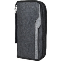 FATMUG Polyester Passport Organizer, Travel Zip Pouch Document Storage for Man and Woman - Drak Grey
