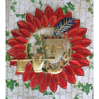 pranjals house Metal Krishna Playing Basuri Round Frame Wall Hanging For Decor (23  Multicolour)