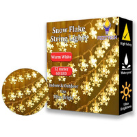 fizzytech Plastic Snow Flake String Lights Of Home Decoration Diwali Light For Party Birthday Diwali Christmas Navratri Valentine Gift Lights Of Home Decoration (12 Meter 60 Led, Warm White)