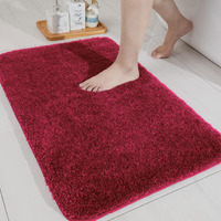 LUXE HOME INTERNATIONAL Bath Microfibre Rectangular Mat Super Soft Anti Skid Newman Mats for Bathroom (40x60 cm, Maroon)