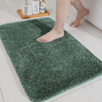LUXE HOME INTERNATIONAL Microfibre Rectangular Bath mat Super Soft Anti Skid Newman Mats For Bathroom (40X60 Cm,Seige),Green