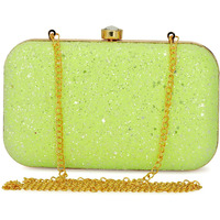 TOOBA Dual Shimmer Beautiful Metallic Box Clutch Bag Purse for Bridal, Casual, Wedding Bag for Women & Girls (Fluorescent Green)