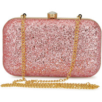 TOOBA Womens Dual Shimmer Beautiful Metallic Box Clutch Bag Purse For Bridal, Casual, Wedding Bag for Women & Girls (Dark Pink)