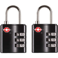Inditradition Steel Tsa Accepted 3-Digit Combination Luggage Polished Lock For Suitcase&Baggage(Black)-Pack Of 2