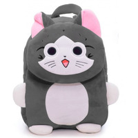 Frantic Kids Soft Cartoon Animal Travelling School Bag Soft Plush Standard Backpack Boys Girls Baby For 2 To 5 Years Baby/Boys/Girls Nursery, Preschool, Picnic(Greycatflap) Standard, 10 Liter