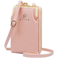 PALAY Women Crossbody Phone Bag Ladies Wallet Small Soft PU Leather Cell Phone Purse Mini Shoulder Bag with Strap Card Slots (Pink)