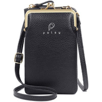 PALAY Women Crossbody Phone Bag Ladies Wallet Small Soft PU Leather Cell Phone Purse Mini Shoulder Bag with Strap Card Slots (Black)