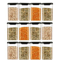 MATIC HOUSEWARE Air Tight Containers Storage Set For Kitchen, Pantry Organization, Bpa-Free, Dishwasher Safe (Pack Of 6, Black, 1200 ml, Plastic)