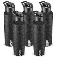PEXPO Chromo Stainless Steel Sports/Fridge Sipper Water Bottle 1 Litre, Black Pack of 5 | Eco friendly | BPA Free | Water Bottle for Office, Gym, School, Yoga, Trekking, Men, Women and Kids