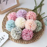 SATYAM KRAFT 5 Pcs Artificial Chrysanthemum Hydrangea Flower Sticks for Home, Office, Bedroom, Balcony, Living Room, Wedding Bouquet & Craft Decoration (Multi, Fabric, Without Vase)