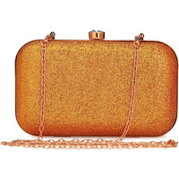TOOBA Dual Shimmer Beautiful Metallic Box Clutch Bag Purse for Bridal, Casual, Wedding Bag for Women & Girls (Dark Gold)