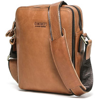 Contacts Men s and Women s Genuine Leather Messenger/Crossbody/Sling Bag (Tan) Compatible with I PAD & Mini Laptop or Tablet upto 9 Inches - 09