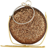 TOOBA Women Handicraft Beautiful Round Box Clutch Bag Purse for Bridal, Casual, Wedding Bag for Women & Girls (Glittering Copper)