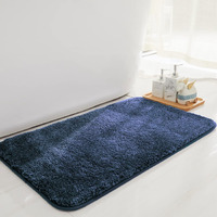 LUXE HOME INTERNATIONAL Microfibre Rectangular Bath mat Super Soft Anti Skid Newman Mats For Bathroom (45X75 Cm,Navy Blue)