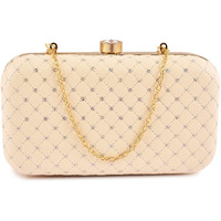 AILTINO Women Box Clutch Stylish and Latest (Sequence Cream)