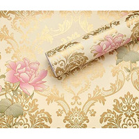 HOMEMATES Self-Adhesive Wallpaper Waterproof Old Furniture Vinyl Stickers Wooden Door Wardrobe Desktop PVC Wall Papers 45 X 304 CM- (Lotus Flower)