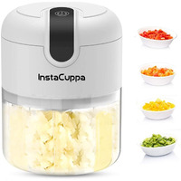 InstaCuppa Mini Electric Chopper for Kitchen, 50% Longer Use 1800 mAh Battery Onion Cutter, USB-C Garlic Mincer for 50% Faster Charging, 45 W Fast Vegetables Chopping for Busy Moms, 250 ML
