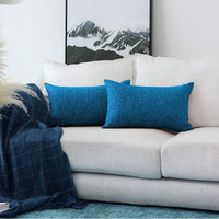 Khooti Jute Cushion Cover, 16 x 20 Inches / 40 x 50 cm (Bondi Blue)(Pack of 4)