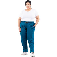 CUPID Women Plus Size Cotton Plain Track Pant, Lower, Sports Trouser, Joggers, Lounge n Daily Gym Wear for Ladies_3X-Large_Teal Blue