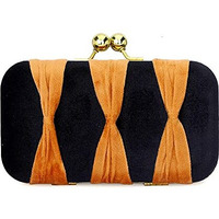 TOOBA Women Handicraft Beautiful Bling Box Clutch Bag Purse for Bridal, Casual, Wedding Bag for Women & Girls (Black N Gold)