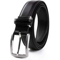 Contacts Men s Genuine Leather Pin Buckle Belt | Leather Belt for Men Classic Designs for Work & Business Casual (Black)