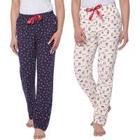 Real Basics Women s Cotton Printed Pyjama pack of 2(RB-W-PJ-3XL-P2-S1(Cherry+Break)_Multicolor_3XL)