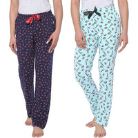 Real Basics Women s Cotton Printed Pyjama Pack of 2(RB-W-PJ-3XL-P2-S4(Cherry+Chop)_Multicolor_3XL)