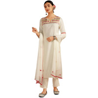Kaari Rayon Staple Women's Kurta Set (KAAAW24WSKD-92030_Frangipani Cream _S)