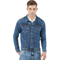 INKD Men's Stretch Standard Length Denim Jacket (Indigo - Denim Divine, Medium)