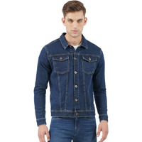 INKD Men's Stretch Denim Standard Length Jacket (Indigo-Aegean, M), Medium