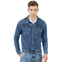 INKD Cotton Blend Men's Stretch Denim Standard Length Jacket (Indigo - Denim Divine, Xl), X-L